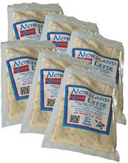 Lefse is a Scandinavian Bread which appears like a soft tortilla but is made from real potatoes (NOT potato flakes), no cholesterol oil, white enriched flour, and a dash of salt. There are no preservatives. This is the way lefse should be made, just like it came from Grandmother's kitchen.