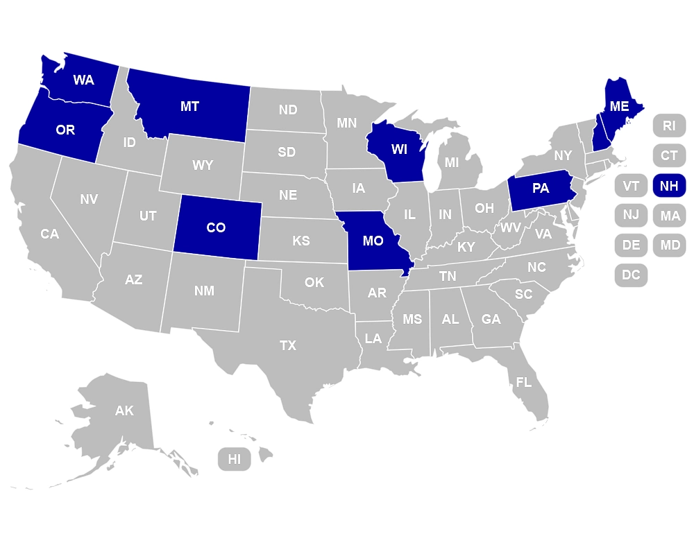 Map of the United States highlighting states with American boot manufacturers.