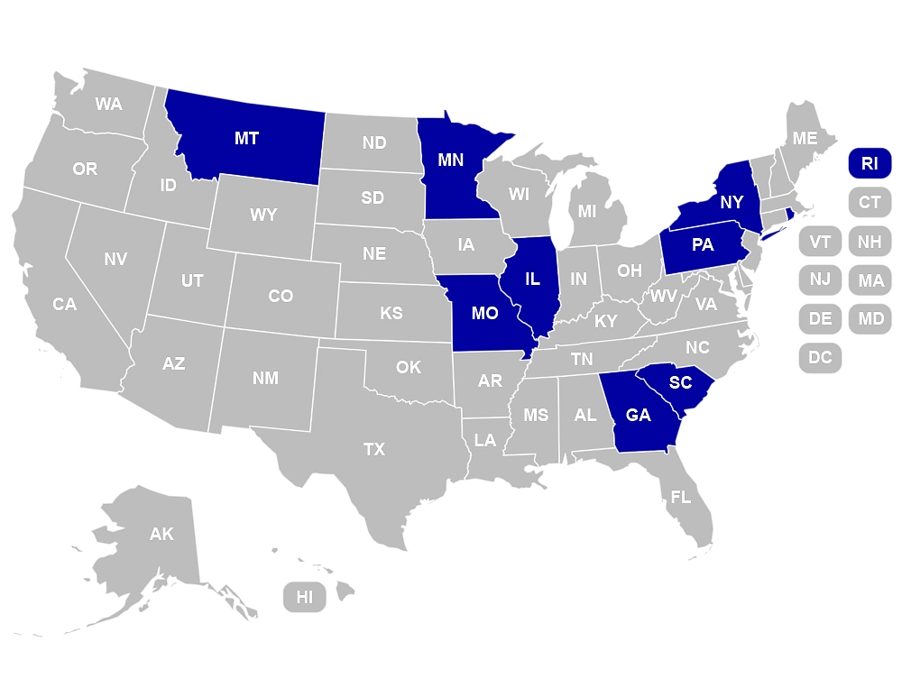 Map of the United States highlighting states with American-made drill bit manufacturers.