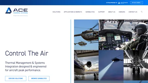 Preview of the ACE Thermal Systems website