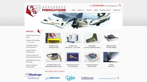 Preview of the Aerospace Fabrications of Georgia website