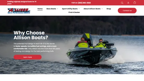 Preview of the Allison Boats website