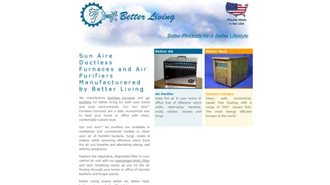 Preview of the Better Living (Sun Aire) website
