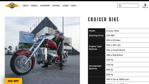 Preview of the Boss Hoss Cycles website
