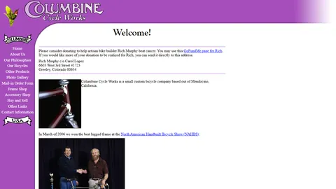 Preview of the Columbine Cycle Works website