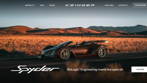 Preview of the Czinger website