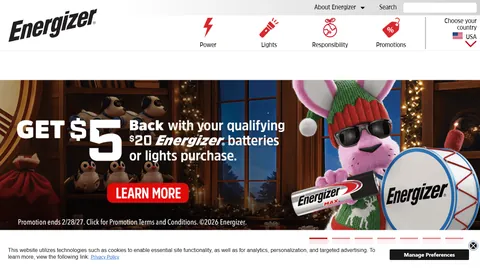 Preview of the Energizer website