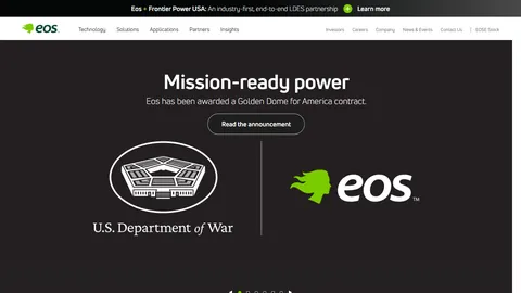 Preview of the Eos Energy website