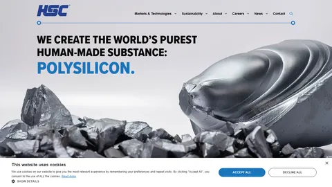 Preview of the Hemlock Semiconductor website