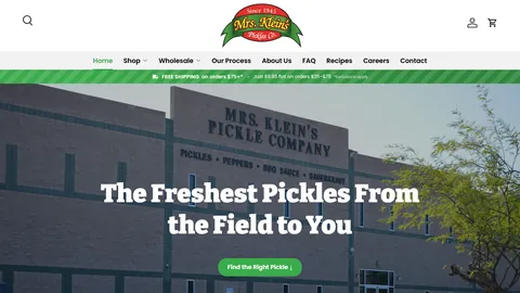 Preview of the Mrs. Klein's Pickles website