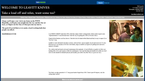 Preview of the Leavitt Knives website