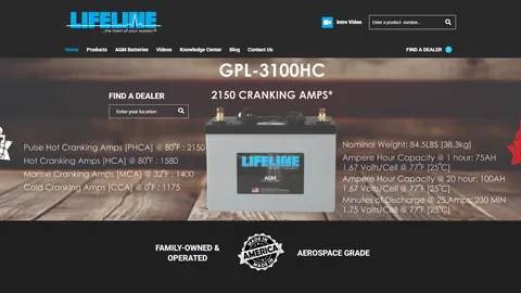 Preview of the Lifeline Batteries website