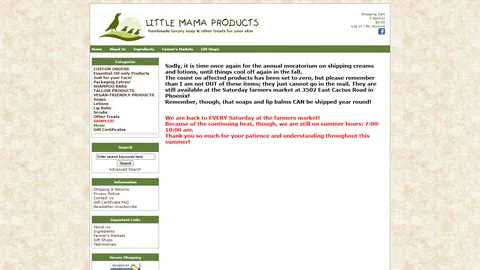 Preview of the Little Mama Products website