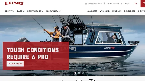 Preview of the Lund Boats website