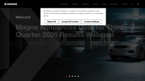 Preview of the Magna E-Car Systems website