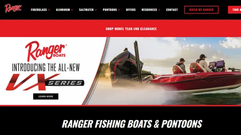 Preview of the Ranger Boats website