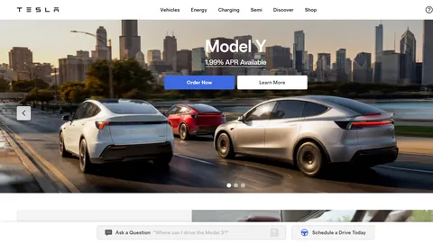 Preview of the Tesla website