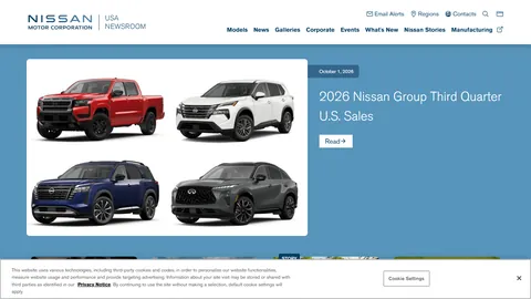 Preview of the Nissan website